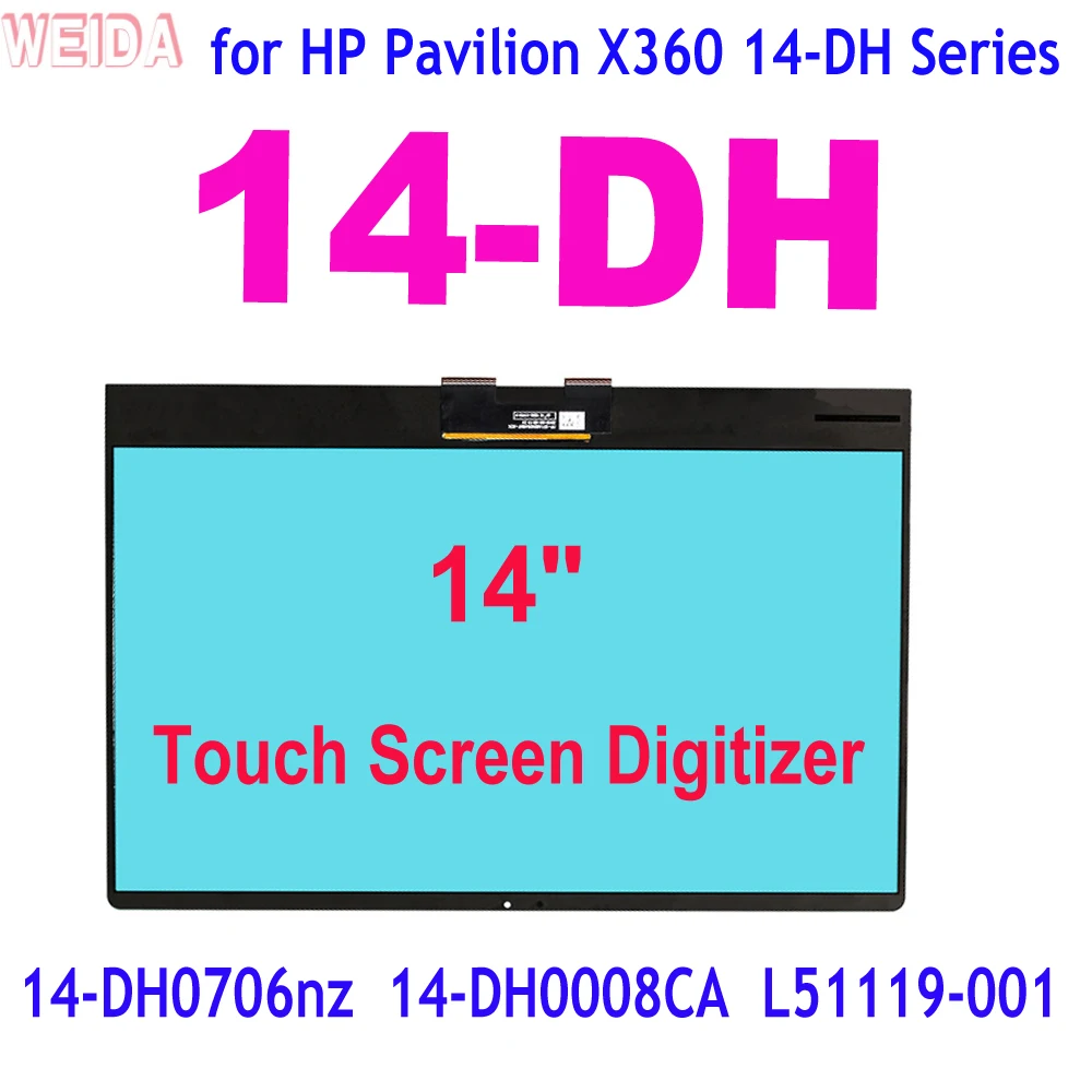 Reemplazo táctil de 14 "para portátiles HP Pavilion X360 14-DH 14 DH Series 14-dh0706nz 14-DH0008CA L51119-001 Digitalizador de pantalla táctil