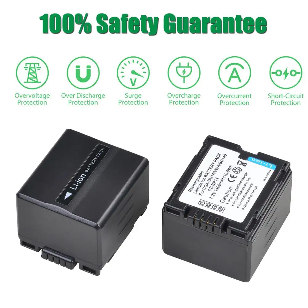 1400mAh CGA-DU14 Battery/LED Charger for PANASONIC CGR-DU06 DU07 DU12 DU21 NV-GS10 GS100K GS17E PV-GS65 VW-VBD140 DZ-BP14 - imagen 5