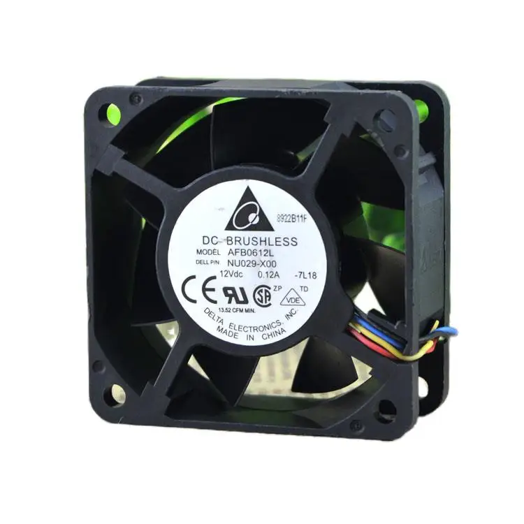 Ventilador de chasis Delta 6025 AFB0612L, 12V, 0.12A, 6CM, 6cm, 4 cables, silencioso de temperatura