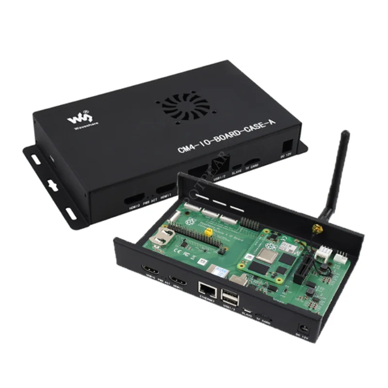 Raspberry Pi Compute Module 4 IO Board caja de Metal (A) con ventilador de refrigeración