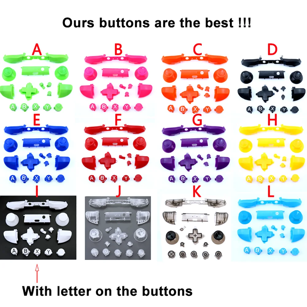 ChengHaoRan, 1 Juego de reemplazo de botón completamente cromado para Xbox One S Dpad ABXY, empuñaduras de gatillo, piezas de palo para controlador Xbox One S - imagen 2