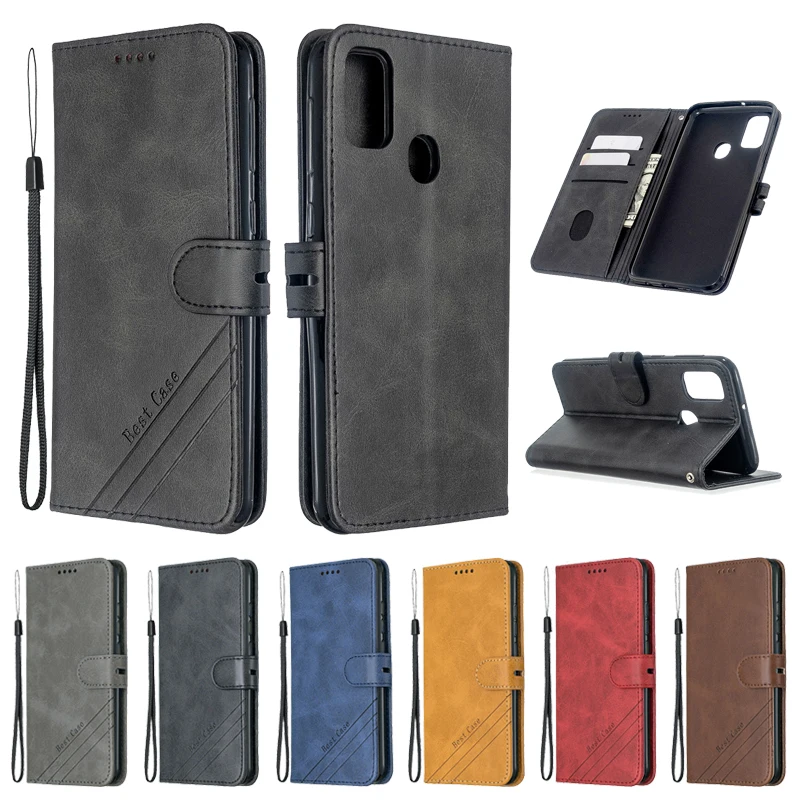 Para Samsung Galaxy A21S Funda de cuero con tapa para Coque Samsung A21S Funda de teléfono Galaxy A 21S A217F Fundas funda tipo billetera magnética