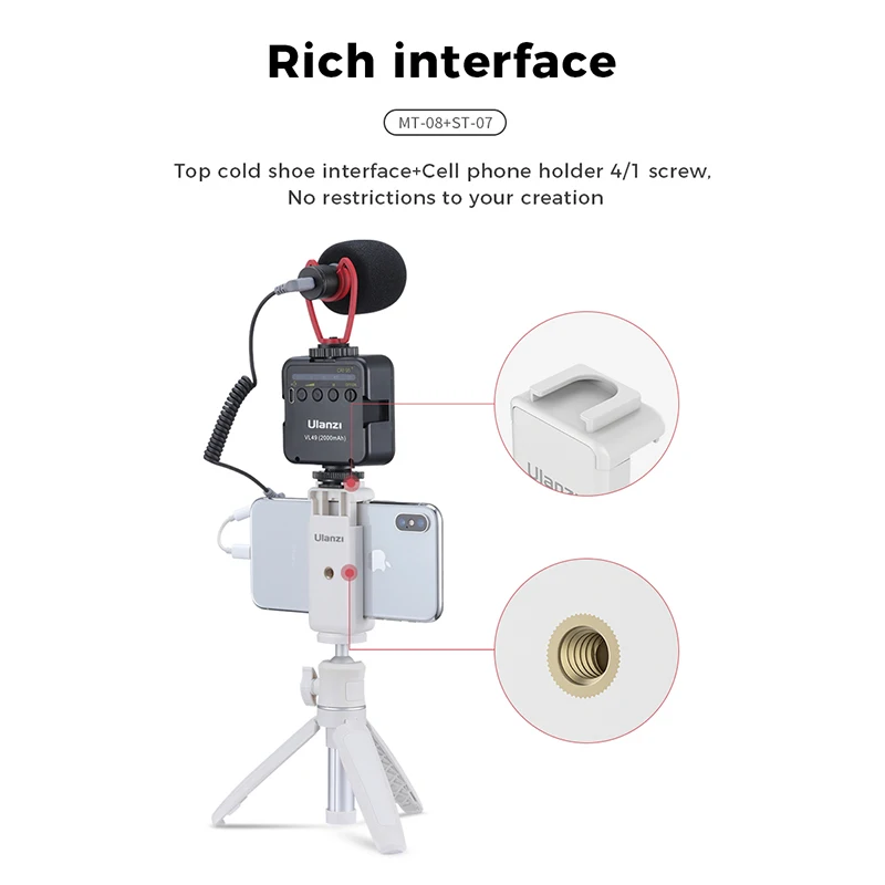 Ulanzi -trípode plegable Ulanzi MT-08 para teléfono móvil, Mini palo Selfie portátil, cabeza de bola de tornillo Universal, accesorios para cámara DSLR, 1/4 pulgadas - imagen 5