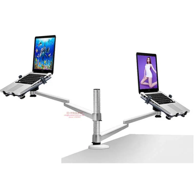 OA-11X soporte de escritorio de dos almohadillas de doble brazo multifuncional de aluminio de 10 "-15" soporte de mesa doble para ordenador portátil base de abrazadera 65mm - imagen 2