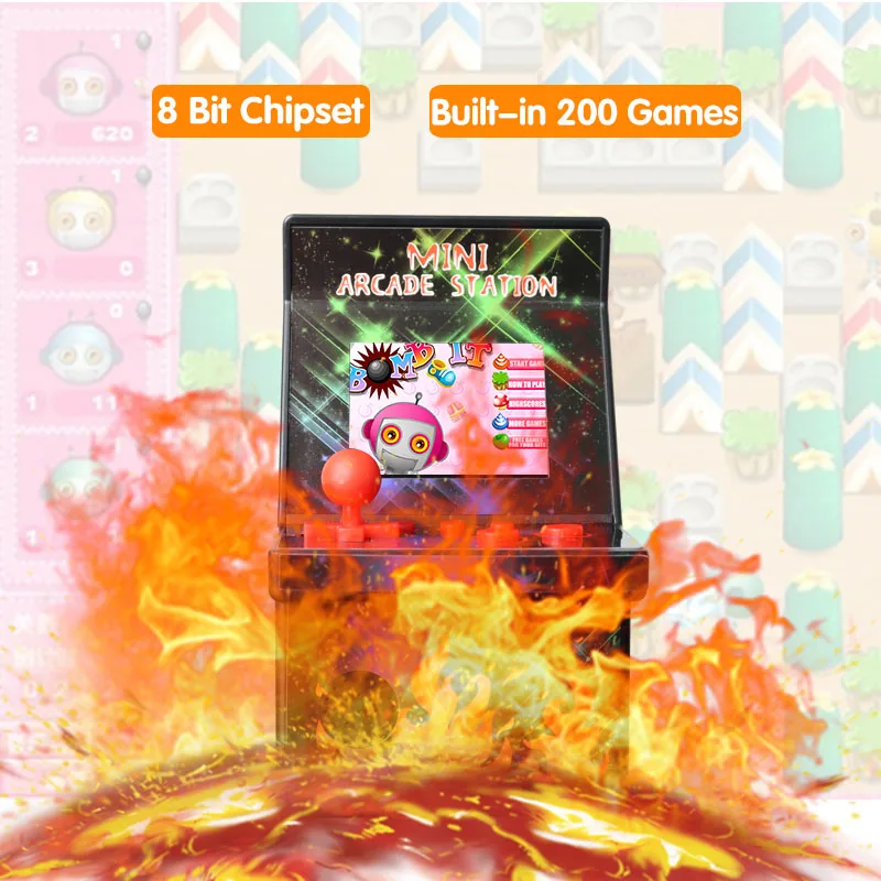 Miniconsola de juegos Arcade de 8 bits para niños, 200 juegos clásicos, portátil, Retro - imagen 3