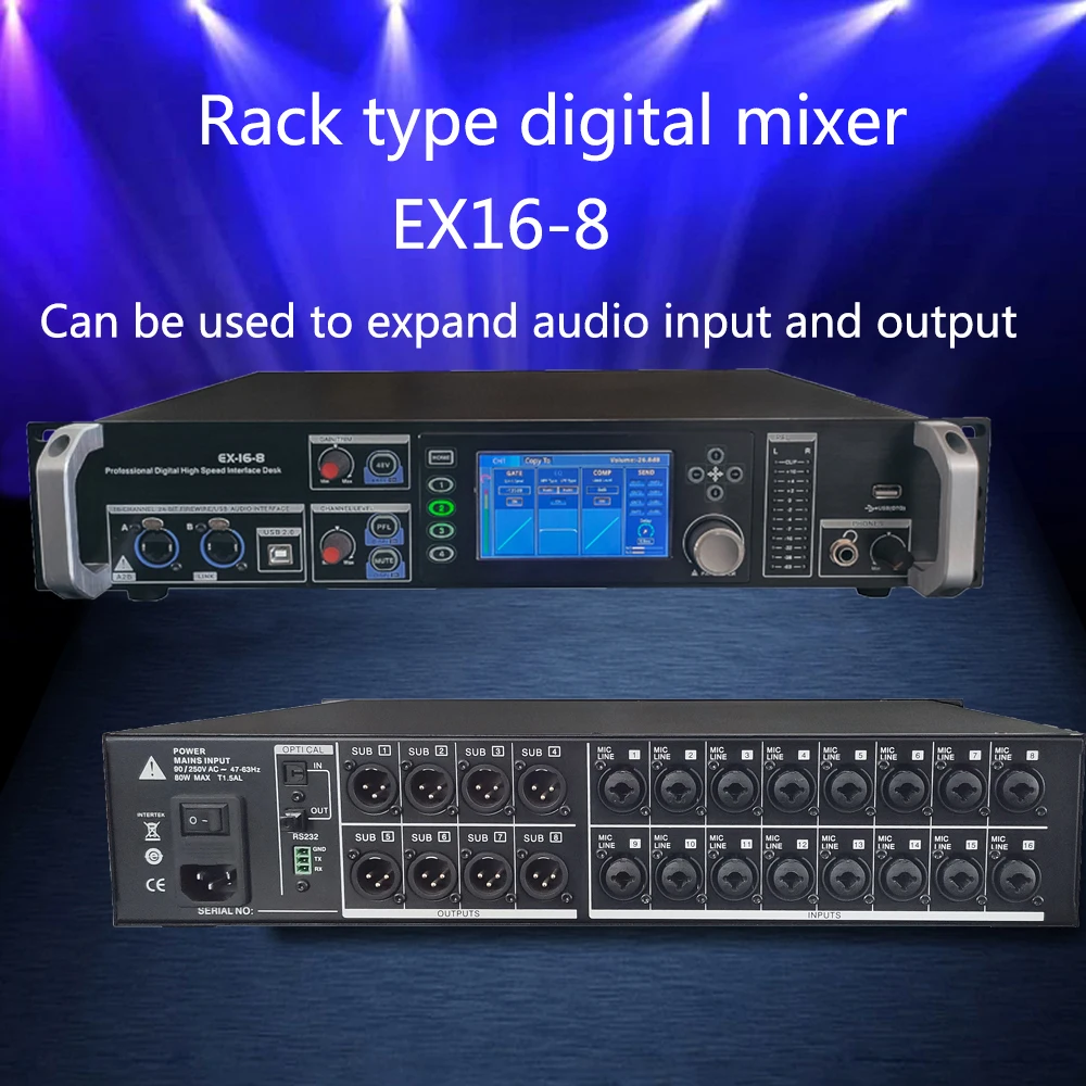 Paulkitson-mezclador de Audio Digital EX16-8, consola de mezcla profesional de 18 canales montada en Rack para rendimiento de escenario, expansión de Audio