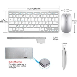 Teclado y Ratón Bluetooth AZERTY Silencioso Mac iOS Android Windows