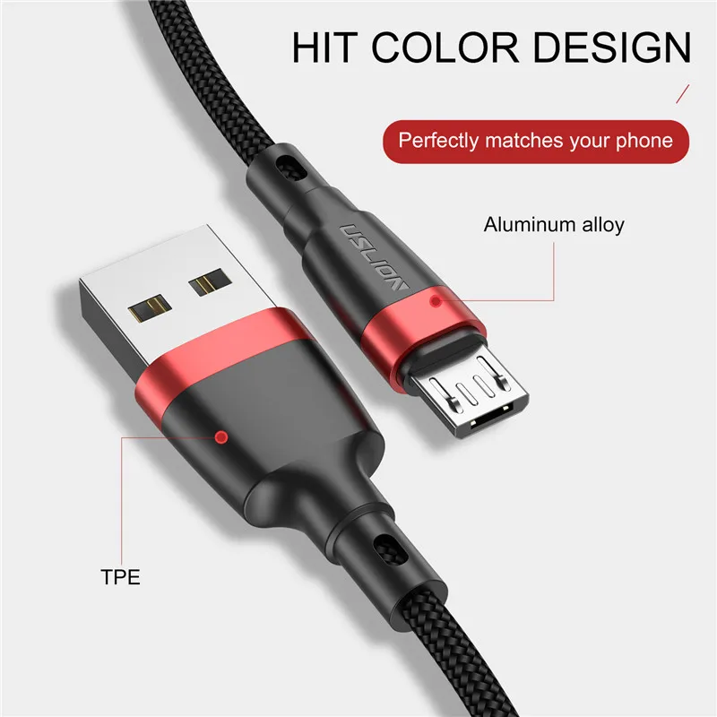 Cable Micro USB USLION para Samsung Cable de datos Android Cable de carga rápida QC 3,0 para Xiaomi Redmi Cable USB de teléfono móvil - imagen 3