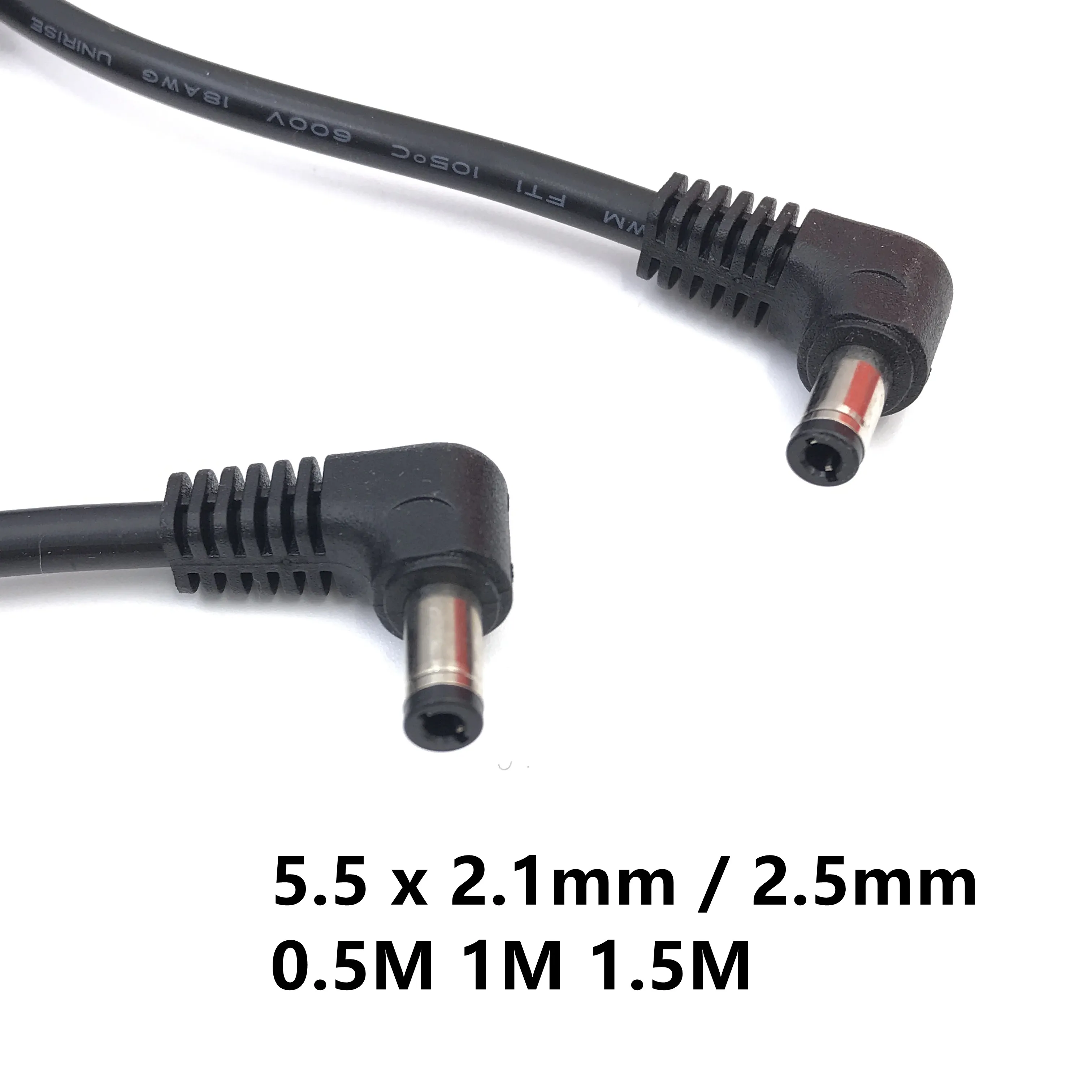 Cable de enchufe macho de doble codo de 90 grados, alimentación de cc de 5,5x2,1mm/2,5mm macho a 5,5 2,1/2,5mm, ángulo recto de 90 grados, 50cm, 1m, 1,5 M, 3m