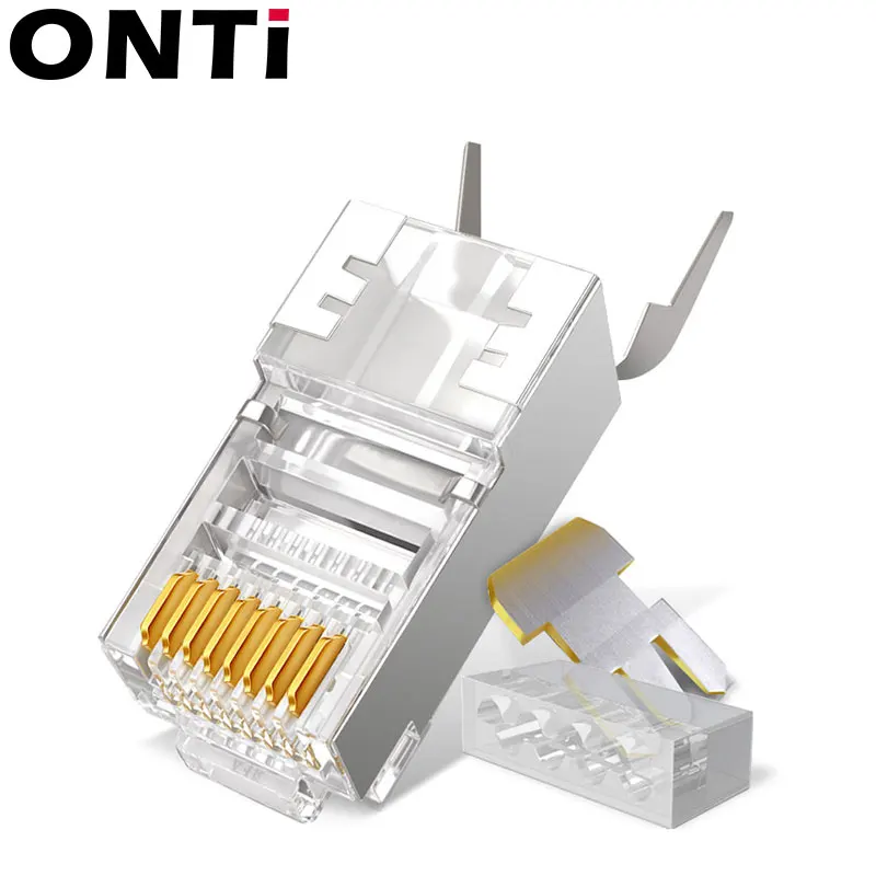 Conector de cable de red, Cat6A, CAT7, blindado, FTP, 8P8C, conectores de engarzado, 10/50/100 piezas - imagen 3