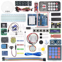 EQV Super Starter Kit para Arduino UNO R3 - Uno R3 Placa de pruebas/Motor paso a paso/Servo SG90/1602 LCD/cable de puente/Tutorial de CD