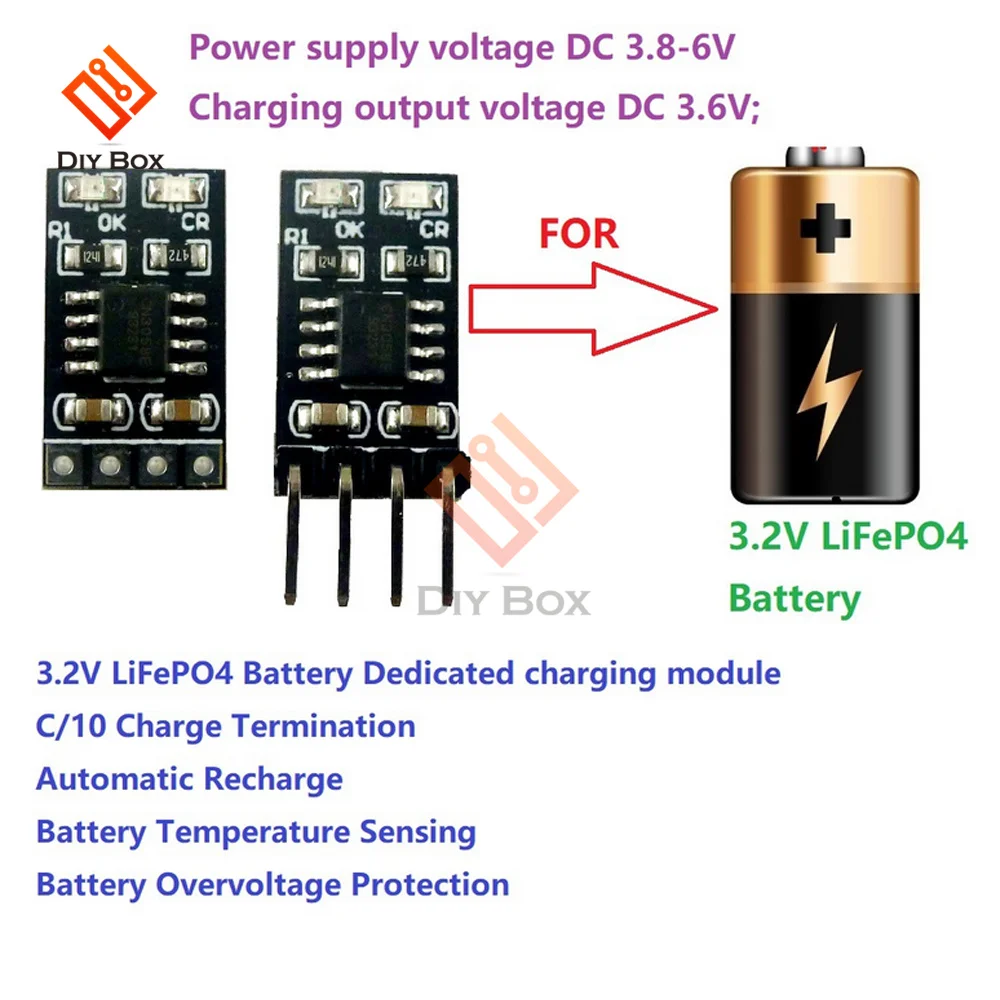 Módulo de cargador de batería LiFePO4 dedicado de 3,2 V 3,6 V 1A CV/CC con protección contra sobretensión recarga automática Mod de suspensión de baja potencia - imagen 2