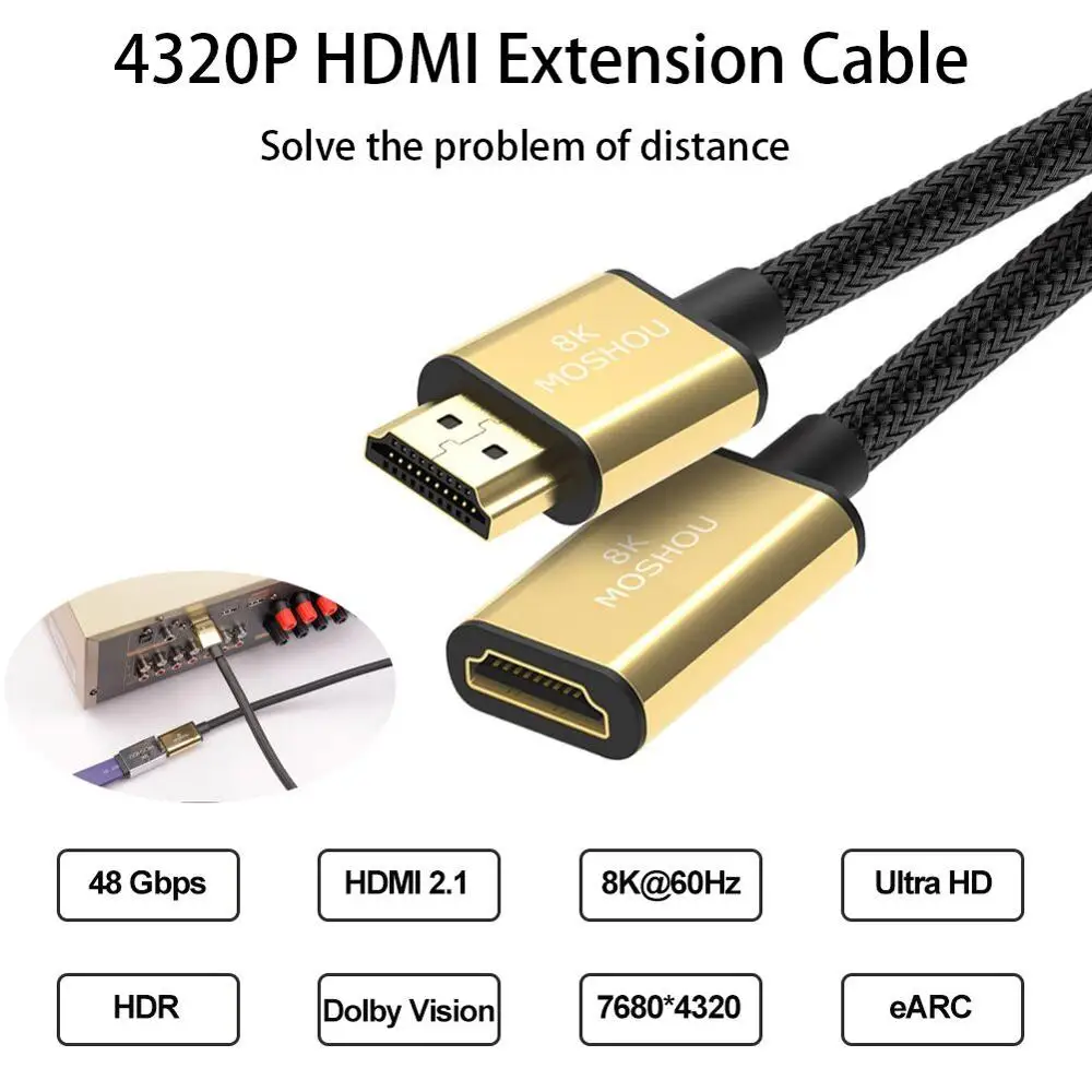 Cable HDMI MOSHOU Extensión 8K 60Hz HDR - imagen 5