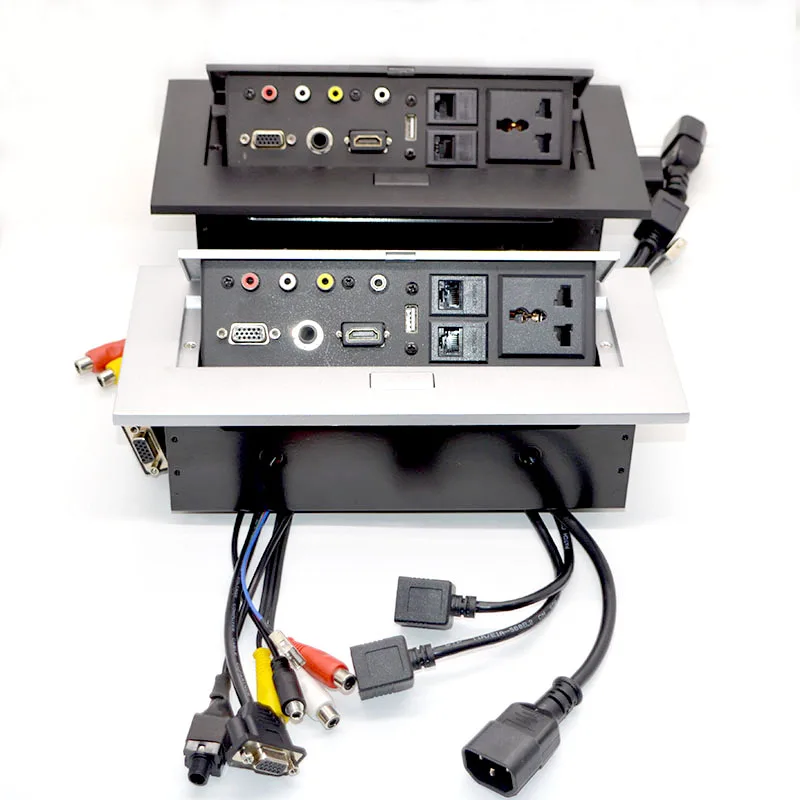 Toma de corriente Multimedia para escritorio, conector con USB de 3,5mm, interfaz AV VGA, caja de cableado libre, enchufe para mesa de conferencia, nueva fuente de alimentación - imagen 2