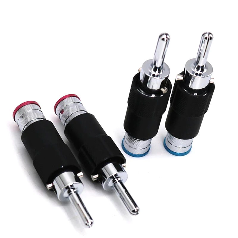 4 Uds. Conector de altavoz de Audio y vídeo chapado en rodio de alta gama 8mm conector Banana macho autoblocante conector de interconexión de altavoz conector cale - imagen 3