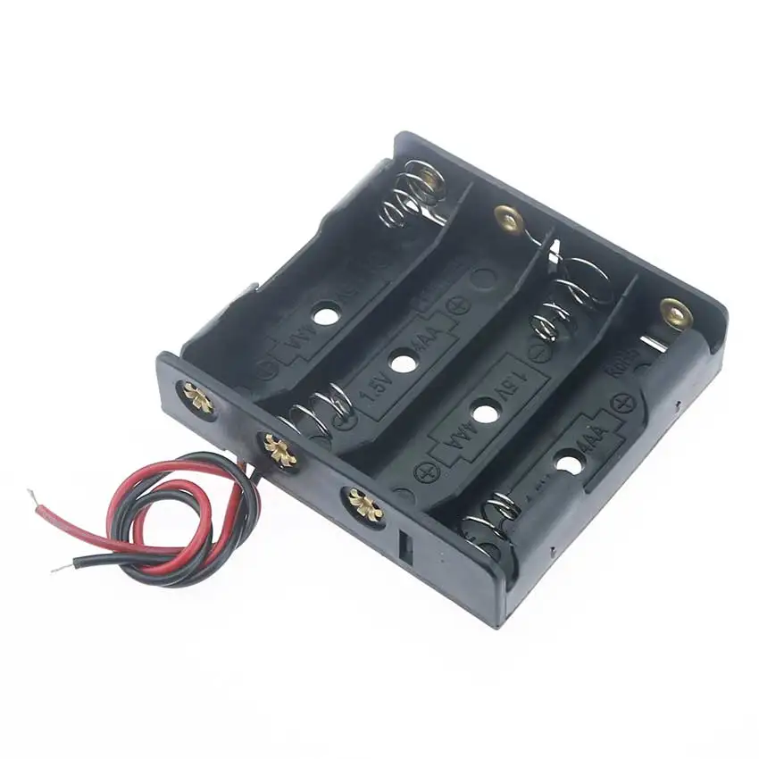 Cltgxdd-caja de almacenamiento de baterías de plástico AA 14500, 1, 2, 3, 4, 5, 6 ranuras, 1,5 V, soporte para baterías DIY, Clip de resorte con Pin de plomo de alambre - imagen 4