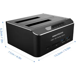 Estación acoplamiento USB 3.0 doble bahía HDD SSD lector SD