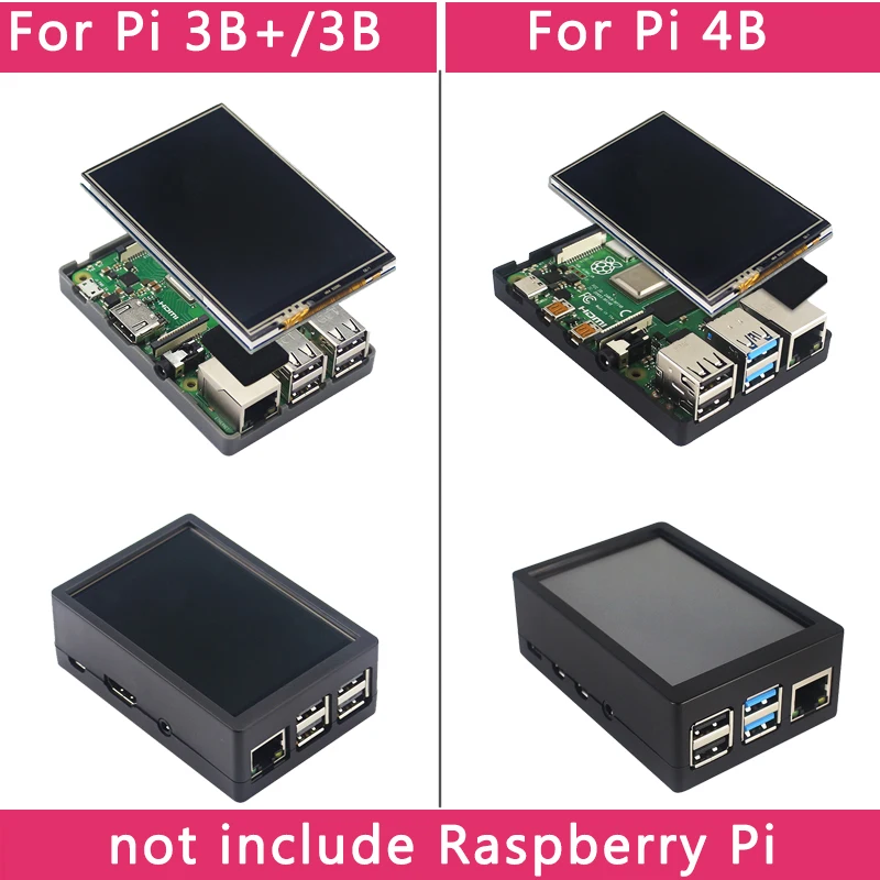 Raspberry Pi 3,5 pantalla táctil 480*320 pantalla LCD TFT ventilador de refrigeración de caja de Metal ABS opcional para Raspberry Pi 4 modelo B o 3B + 3B - imagen 3