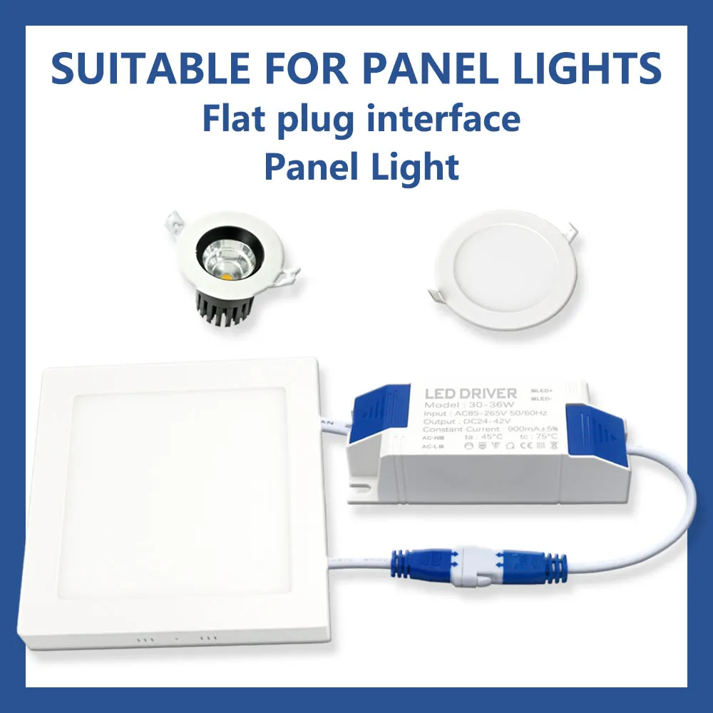 Unidad de fuente de alimentación de lámpara de Panel LED de 30W-36W transformador de iluminación salida de AC85-265V 750mA 900mA DC24-42V controlador LED conector CC - imagen 5