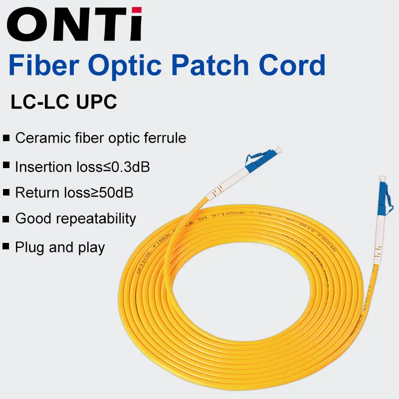 ONTi 1-10 Uds LC UPC a LC UPC Simplex 2,0mm PVC Cable de conexión de fibra monomodo puente cable de conexión de fibra fibra óptica