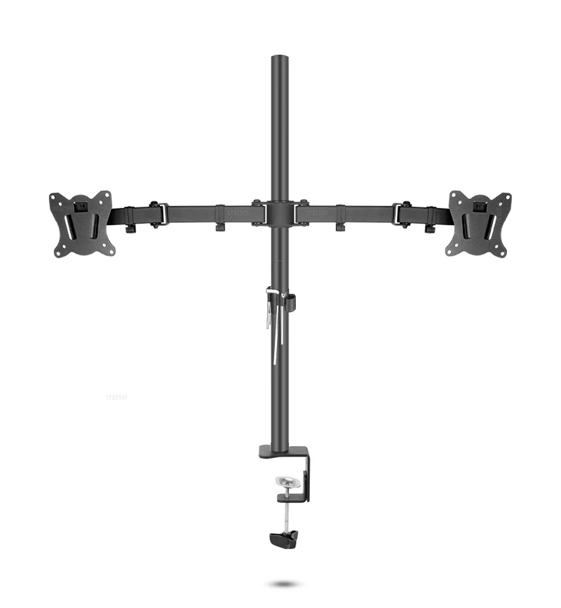 T902-280 360 rotación de acero 10 "-27" soporte de Monitor Dual soporte de escritorio lado a lado abrazadera de movimiento completo base brazo de montaje de Monitor 12kgs - imagen 2