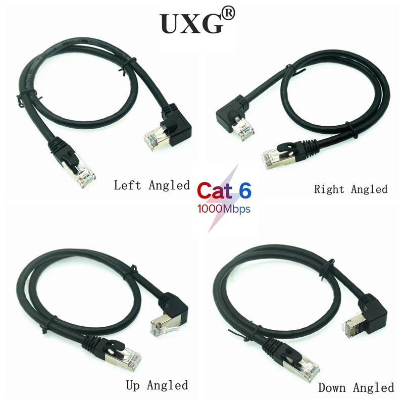 Cable Ethernet de 10m, 8m, 5m, 3m, 1m, RJ45, 26AWG, CAT6, UTP, ángulo lateral, forma de L, Cable de parche RJ45, Cable Lan, cable Gigabit CAT6, codo - imagen 2