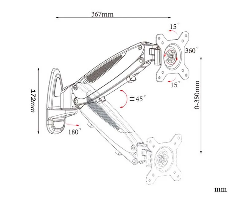 Brazo Monitor Gas - Sistema de montaje