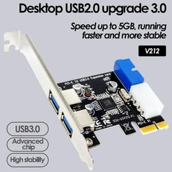 UTHAI Tarjeta PCI Express a USB 3.0 Dual V212 Alta Velocidad