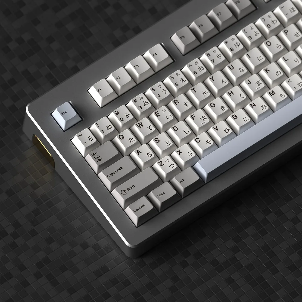 Teclas PBT para teclado mecánico, Color gris claro, blanco, perfil de cereza, sublimación, japonés, GK61, Anne pro 2