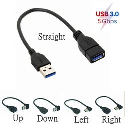Cable Extensión USB 3.0 Macho-Hembra 90° 0,2m – Adaptador Izq/Der