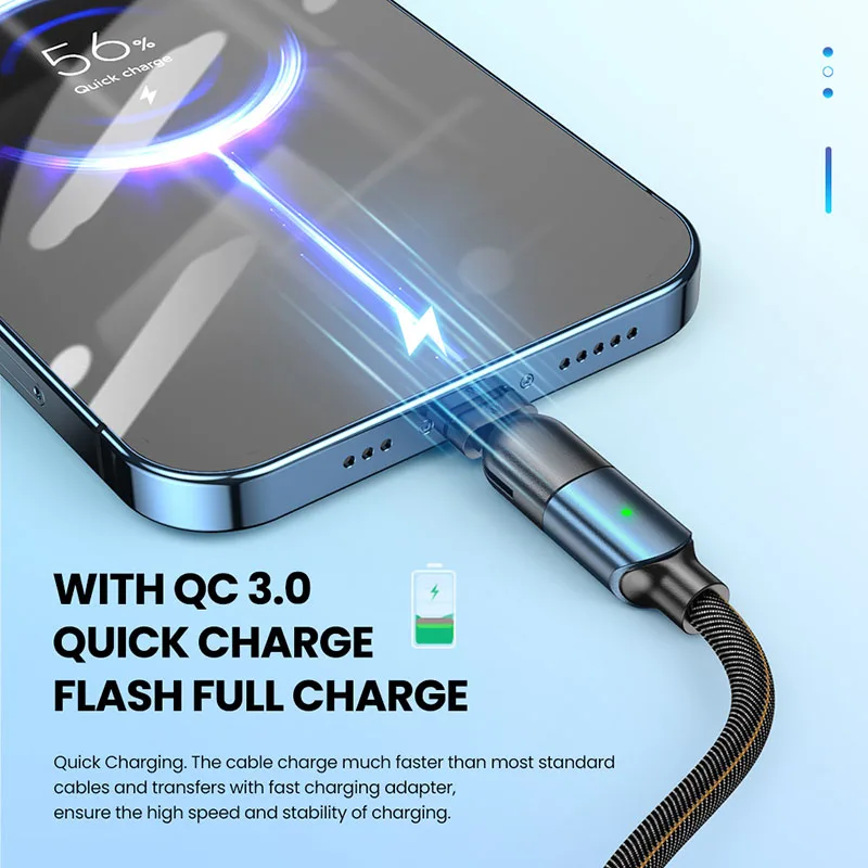 Elough-Cable USB tipo C giratorio 180, Cable Micro USB para Samsung, Xiaomi, Poco X3, Huawei 3A, Cable de carga rápida, Cable de datos - imagen 3