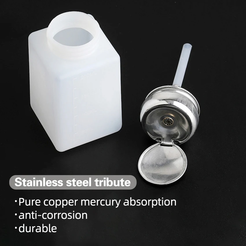 Botella de acero inoxidable con tapa para extraer líquidos y Alcohol, recipiente vacío de plástico, a prueba de fugas, 5 piezas, 200ML - imagen 2