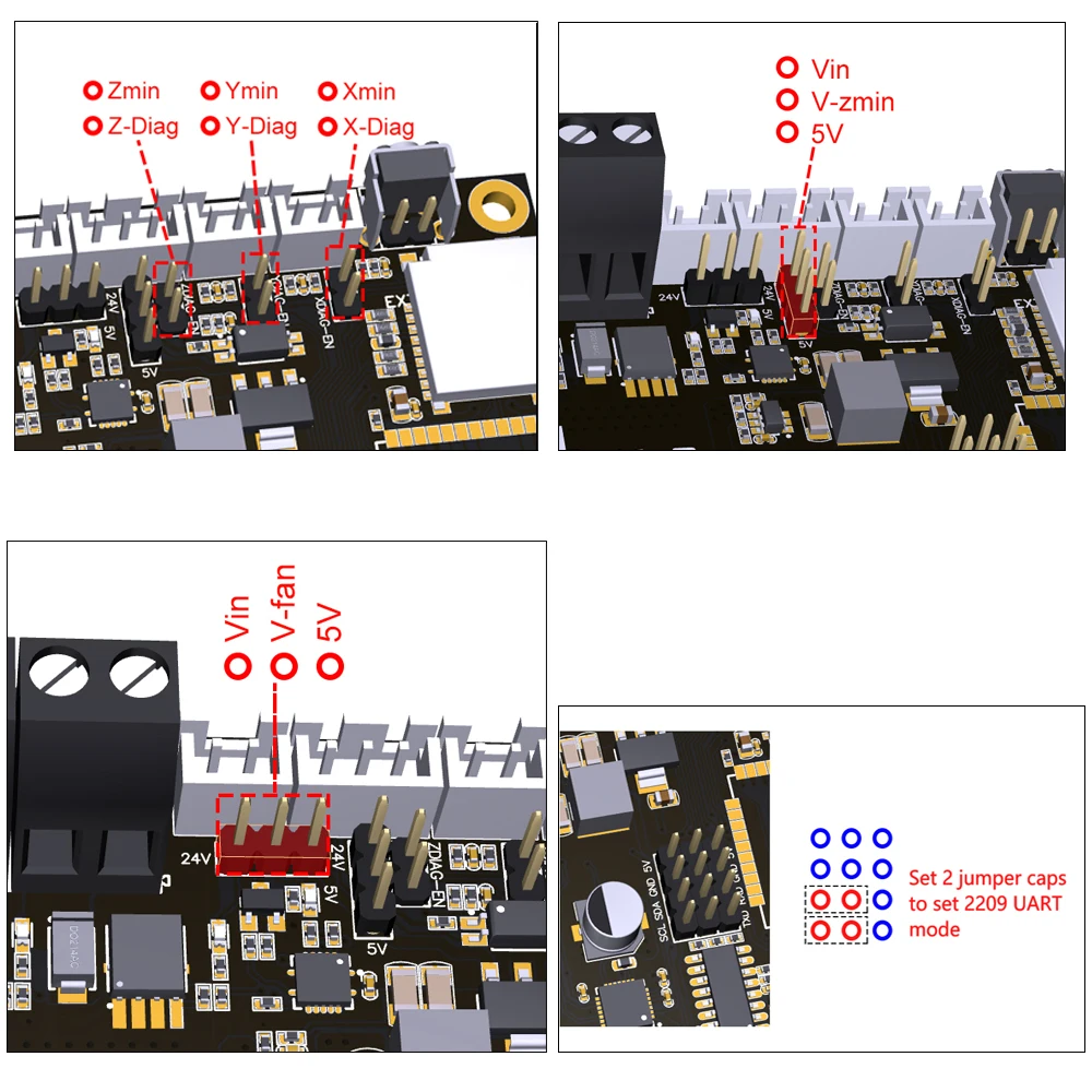 FYSETC-Placa de Control E4 para impresora 3D, dispositivo con WiFi integrado y Bluetooth, 4 piezas, TMC2209, 240MHz, 16M, Flash - imagen 3