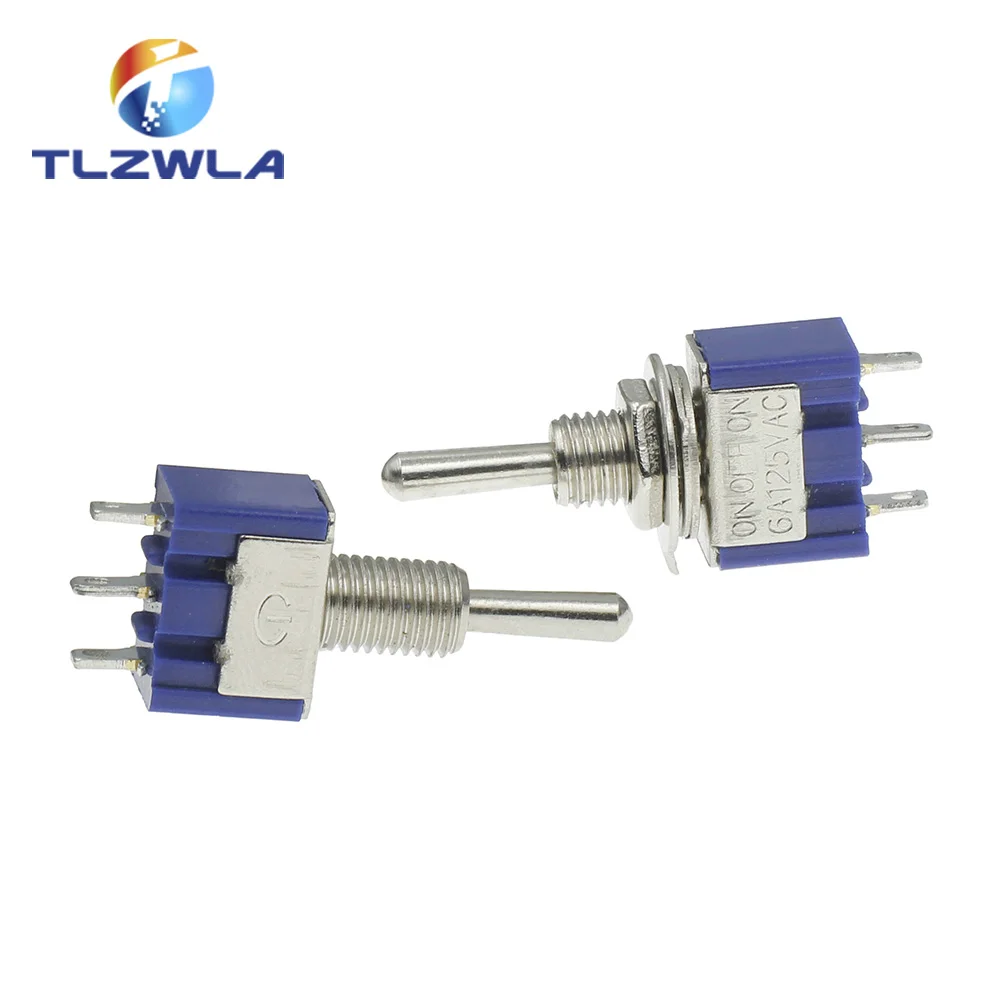 Interruptor de palanca en miniatura de un solo polo, doble tiro, SPDT (MTS103), ON-OFF-ON, 120VAC, 6A, MTS-103 de montaje de 1/4 pulgadas, 10 Uds. - imagen 5