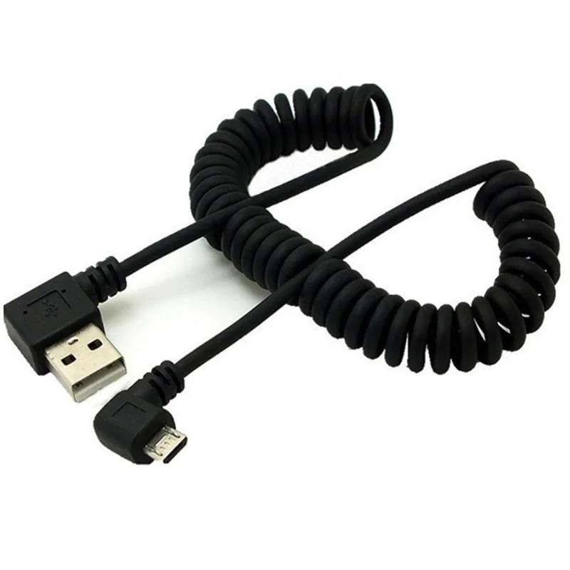 Cable de carga USB a Micro USB, Cable de resorte de 90 grados, cargador de sincronización de datos, Cable en espiral para HTC, Huawei, Samsung - imagen 4