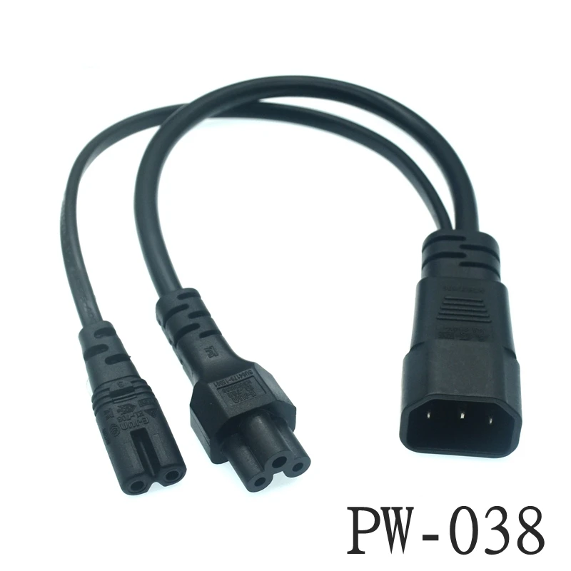 Enchufe macho IEC 320 C14 a 2XC13 C5 C7 C8 hembra, Cable de alimentación divisor tipo Y, adaptador de corriente C14 a 2 vías C13, Cable de interruptor 250V/10A - imagen 5