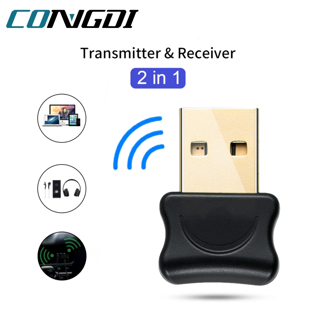 Adaptador compatible con Bluetooth 5,0, transmisor USB para Pc, receptor de ordenador, portátil, auricular, impresora de Audio, receptor Dongle de datos
