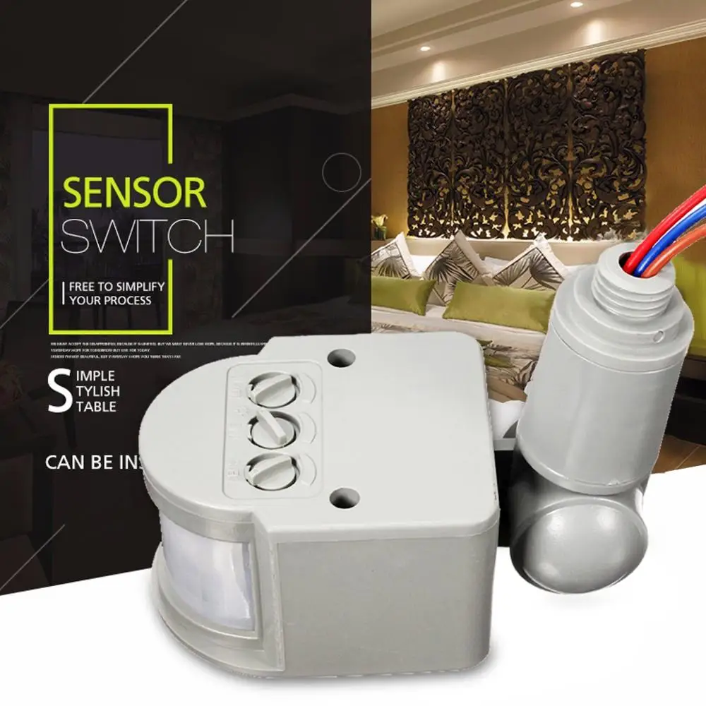 Sensor inteligente de movimiento PIR infrarrojo, 110V-240V, 12M, Detector de Sensor, Control de interruptor de luz de pared, Sensor de seguridad de 140 grados, seguridad del hogar - imagen 5