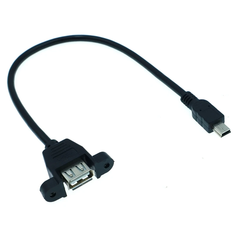 Cable de extensión Mini USB macho a USB 2,0 hembra de 30cm con conector adaptador de bloqueo de orificio de tornillo de montaje en Panel para ordenador - imagen 5