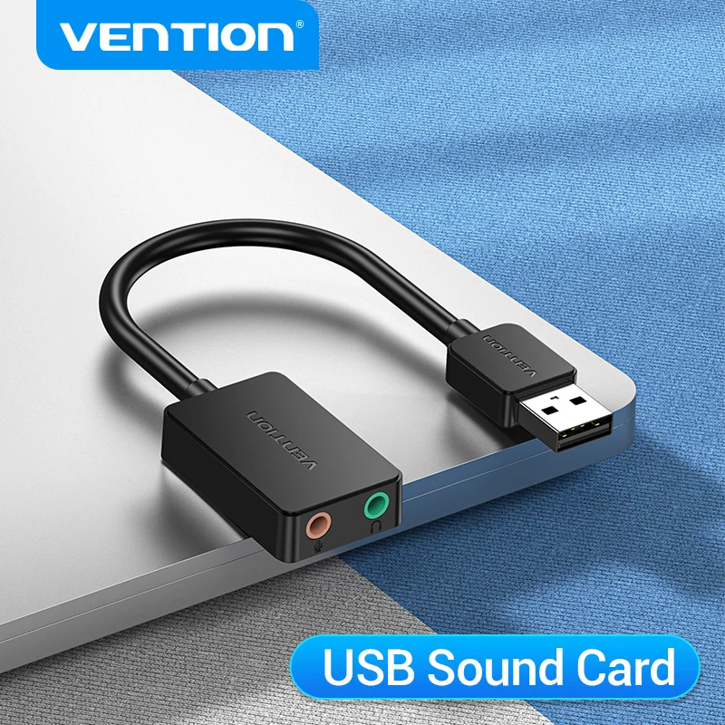 Vention Tarjeta Sonido USB Externa Audio 3,5mm PC PS4 Micrófono