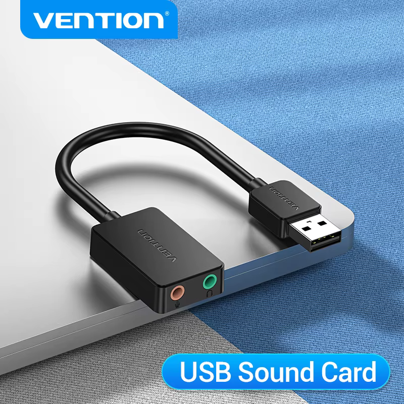 Vention Tarjeta Sonido USB Externa Audio 3,5mm PC PS4 Micrófono