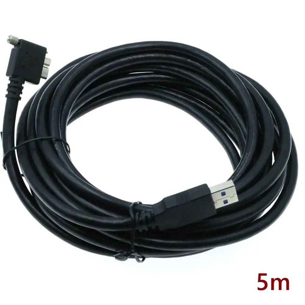 90 grados derecho, izquierdo, arriba y abajo en ángulo Micro B USB 3,0 bloqueo tornillo montaje a USB 3,0 USB3.0 tipo A cable de datos macho 1,2 m 3m 5m - imagen 4
