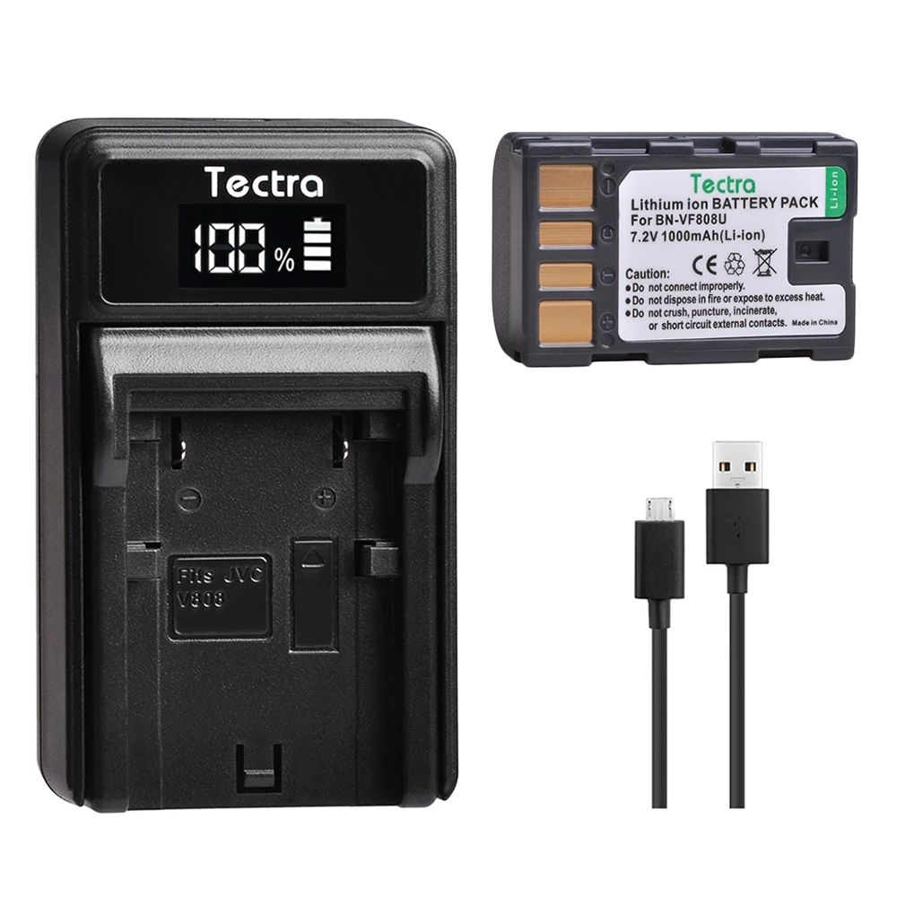 Batería BN-VF808 BN VF808 + cargador USB LED para JVC, BN-VF808U, GZ-HD7, GZ-MG575, GZ-MG555, GR-D750, GR-D760, 1 ud.