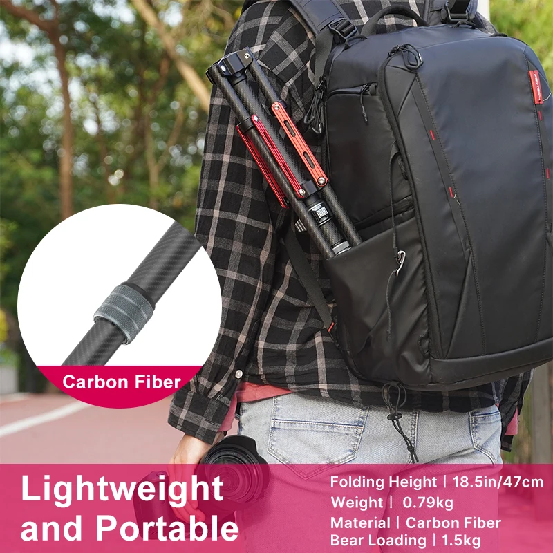 Trípode ligero de fibra de carbono Ulanzi MT-49 con monopié desmontable, soporte de luz extensible máximo de 194cm para luces de vídeo de cámara DSLR - imagen 5