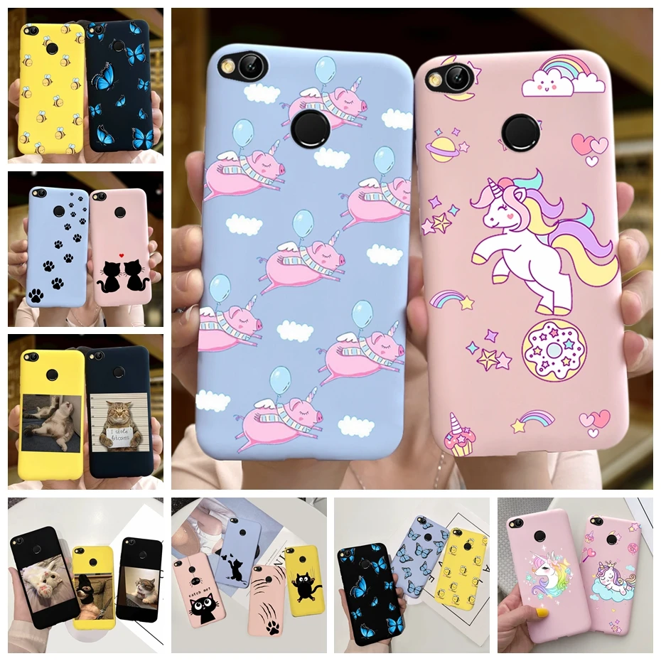 Funda trasera de silicona blanda para Xiaomi Redmi 4X, carcasa con dibujos de animales bonitos para Redmi 4x5,0 ", TPU, parachoques