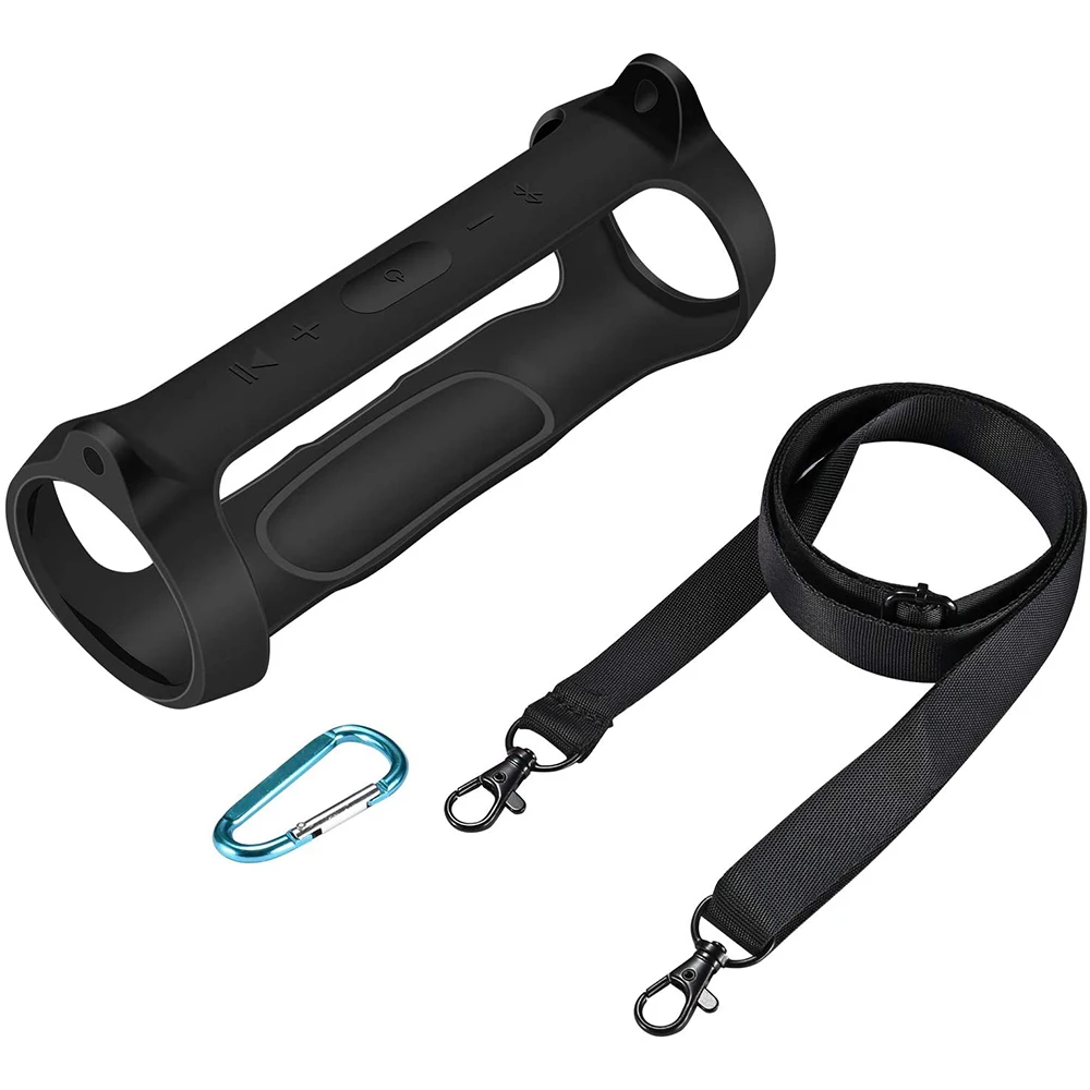 Funda de silicona para JBL Charge, funda de piel con correa, mosquetón, Altavoz Bluetooth inalámbrico portátil esencial - imagen 3