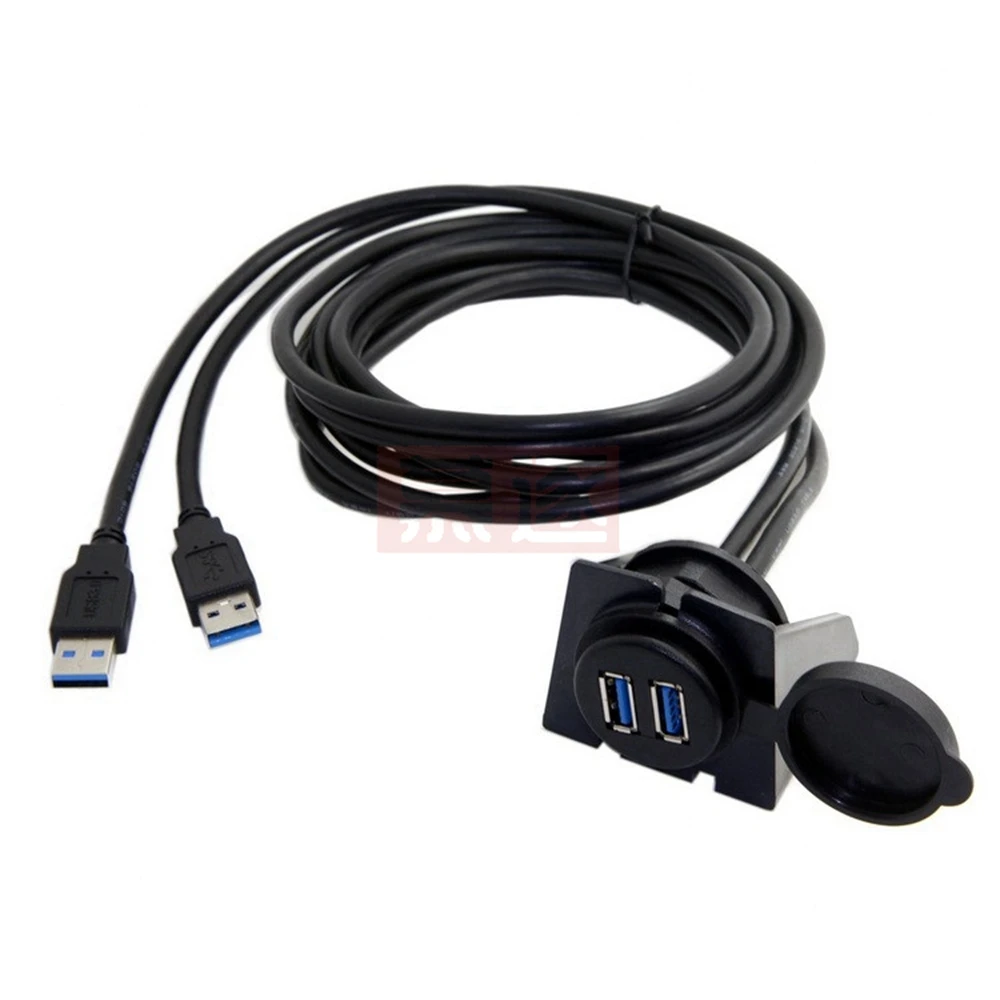 2 puertos duales USB 3.0 macho a USB 3.0 hembra AUX montaje empotrado extensión de montaje en coche
