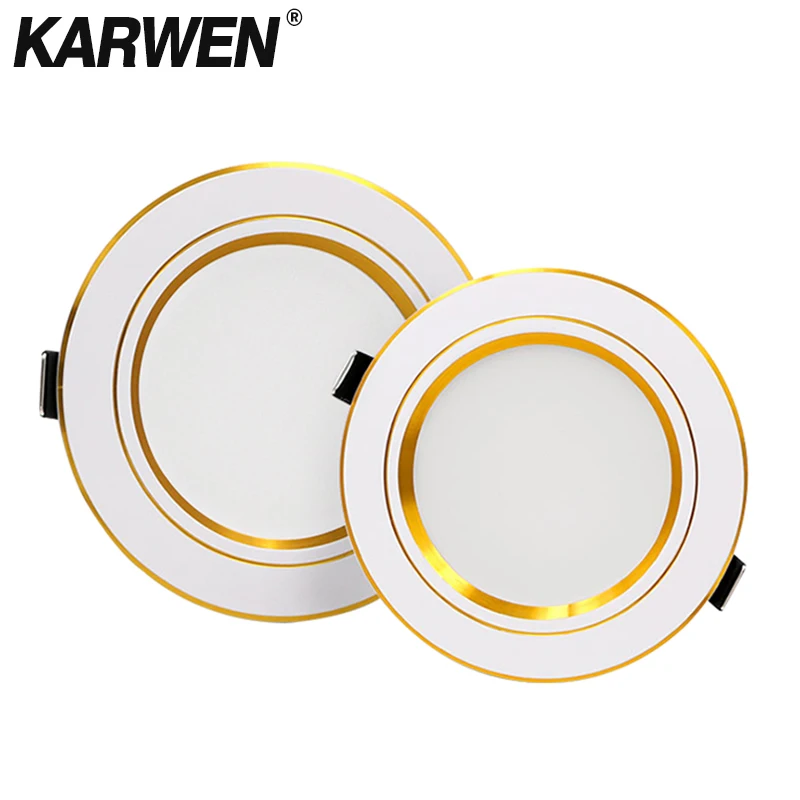 KARWEN-bombilla LED de techo para sala de estar, luz descendente de 5W, 9W, 12W, 15W, 18W, CA 220V, 230V, 240V, foco dorado