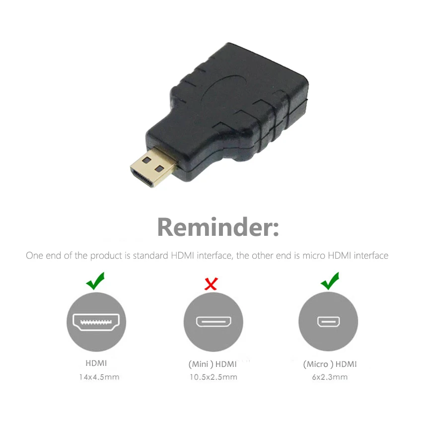 Cltgxdd-convertidor Micro HDMI macho A HDMI hembra, Adaptador tipo D A, conector HDMI para TV HD, cámara, teléfono móvil, MP4, 1 ud. - imagen 2
