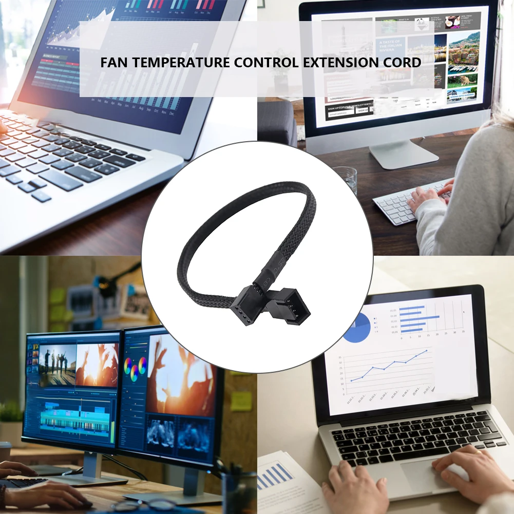 Cable de extensión de ventilador de 30cm, 4 pines, sistema de refrigeración de ordenador, placa base, carcasa de PC, Cable de extensión de ventilador de CPU, negro - imagen 2
